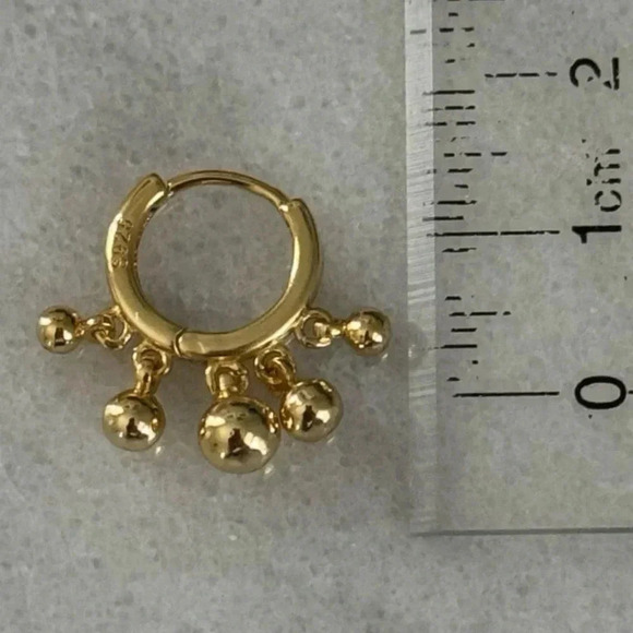 COPY - Gold Beaded Tassel Fringe Hoop Earrings Brand New - Picture 2 of 4